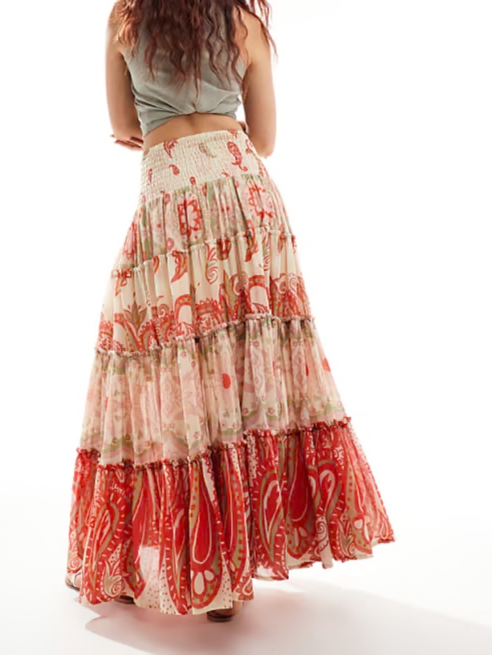 Free People super thrills paisley boho maxi skirt in multi - size small - NWT - Picture 5 of 7